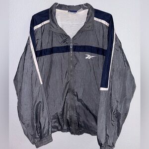 Vintage 80’s Reebok Men's Gray and Blue Jacket